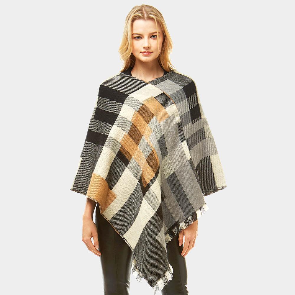 Black Multi Colored Plaid Poncho - Jewelry Store by Erik Rayo