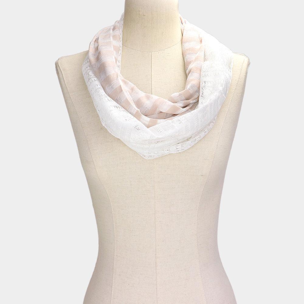 Beige Striped Lace Infinity Scarf - Jewelry Store by Erik Rayo