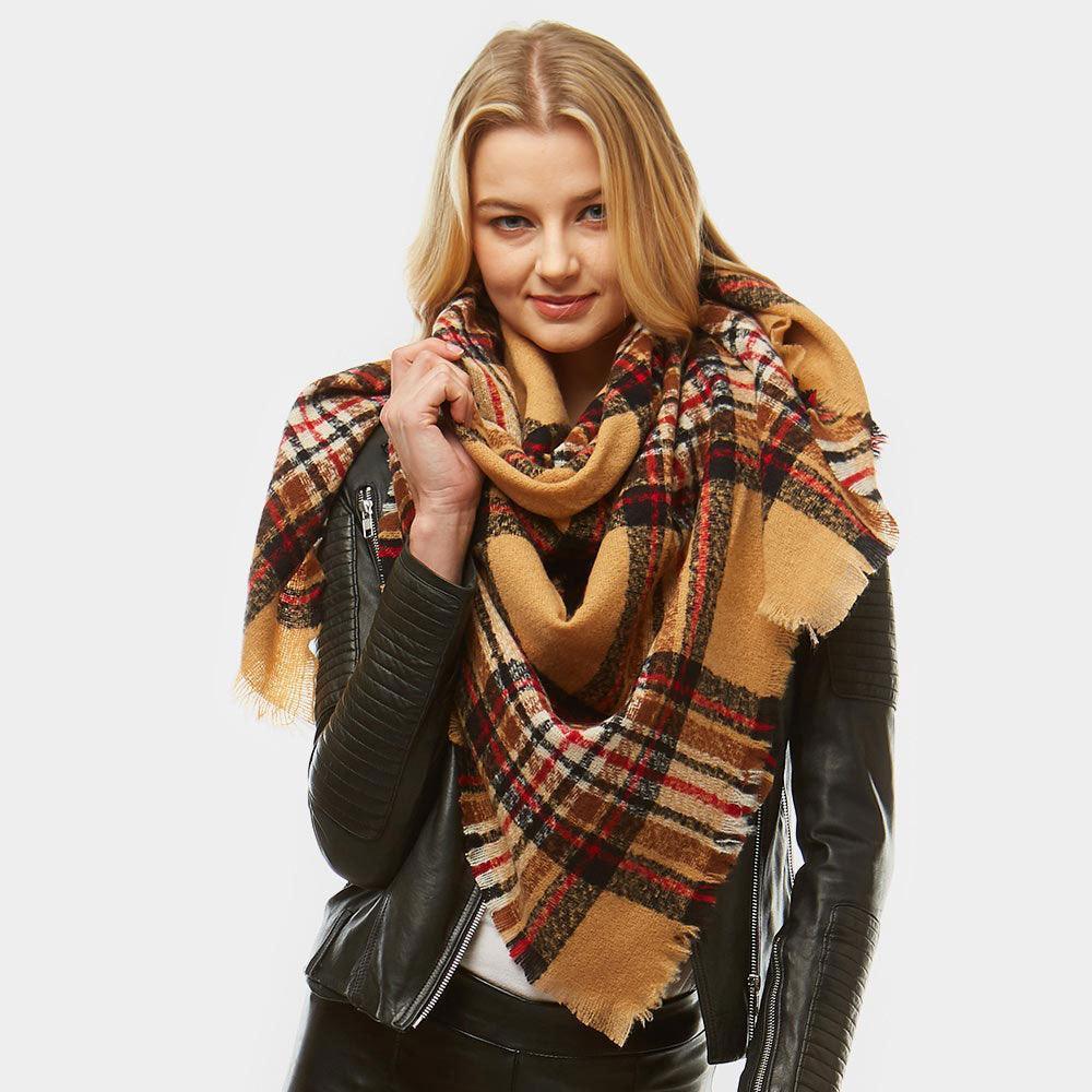 Ivory Plaid Square Blanket Scarf - Jewelry Store by Erik Rayo
