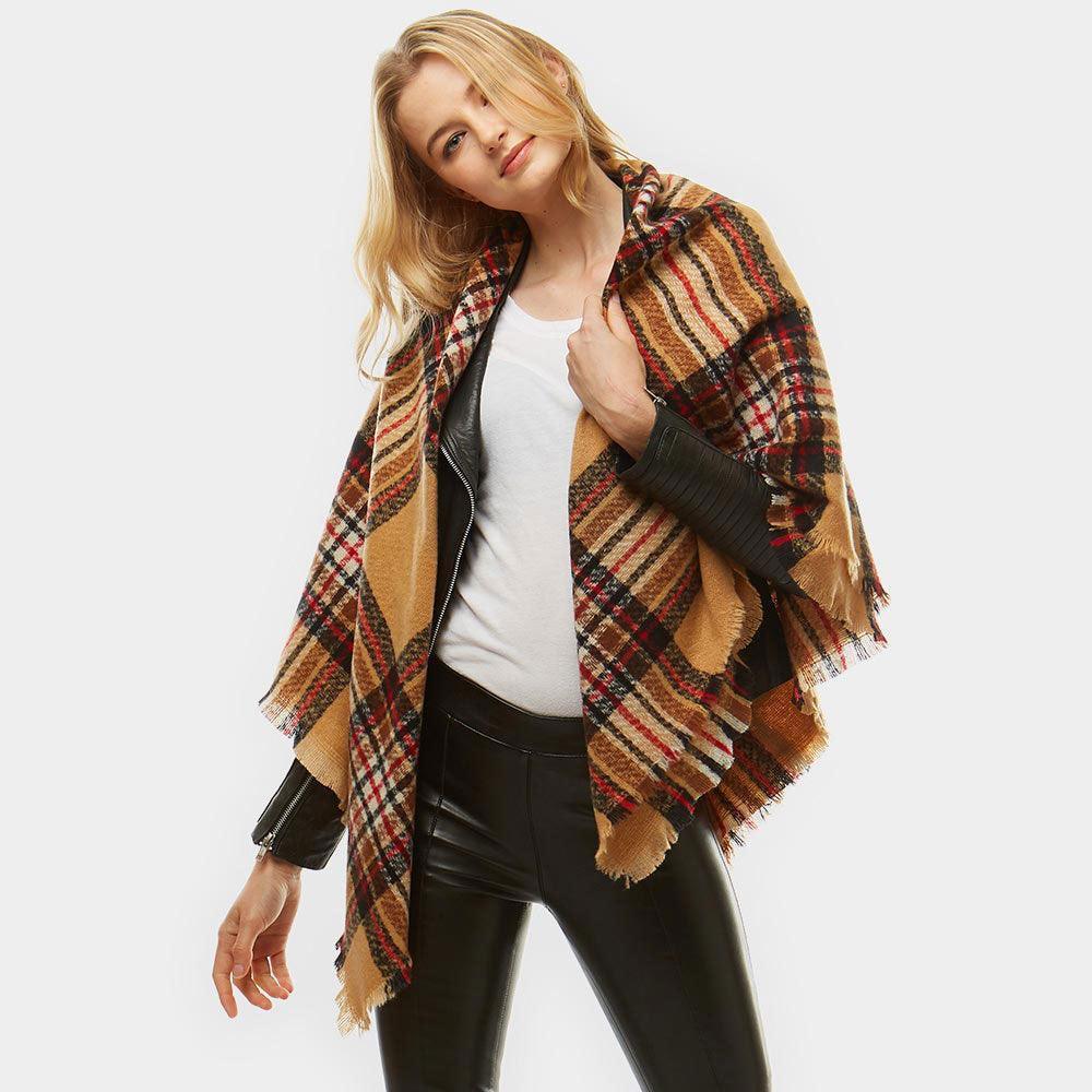 Ivory Plaid Square Blanket Scarf - Jewelry Store by Erik Rayo