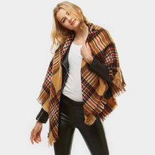 Load image into Gallery viewer, Ivory Plaid Square Blanket Scarf
