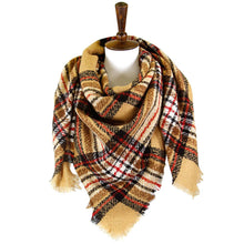 Load image into Gallery viewer, Ivory Plaid Square Blanket Scarf
