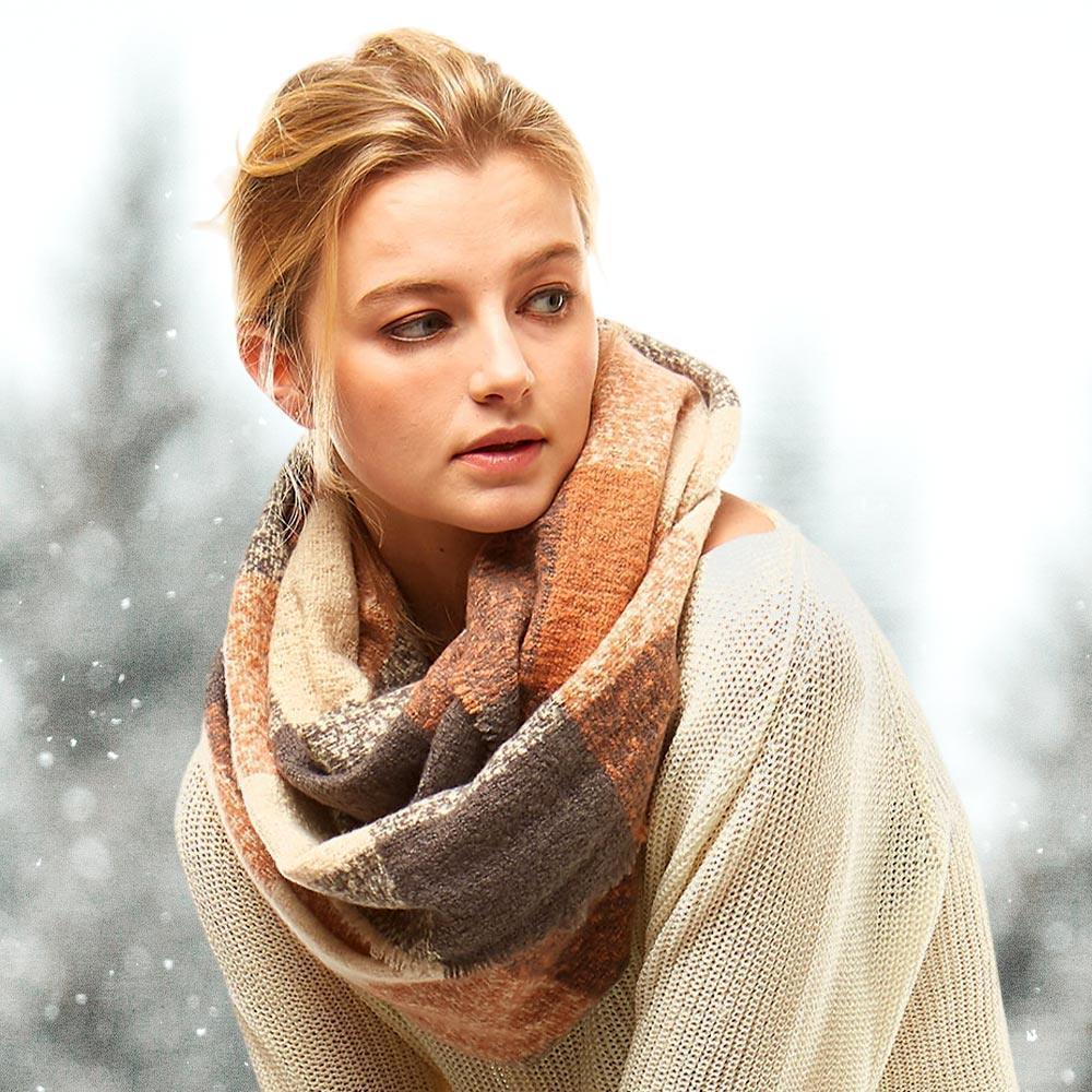 Beige Plaid Boucle Infinity Scarf - Jewelry Store by Erik Rayo