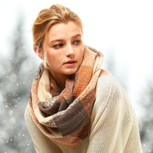 Load image into Gallery viewer, Beige Plaid Boucle Infinity Scarf
