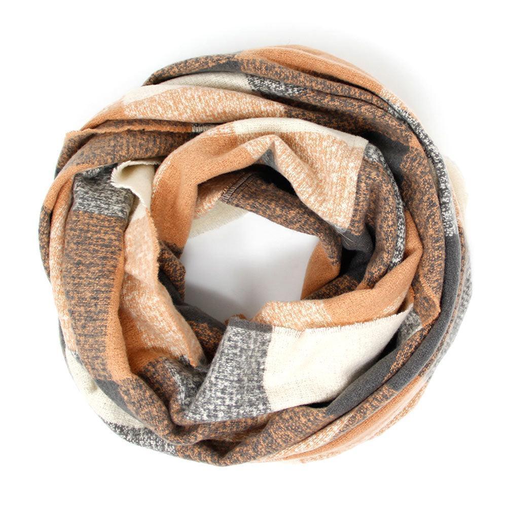 Beige Plaid Boucle Infinity Scarf - Jewelry Store by Erik Rayo