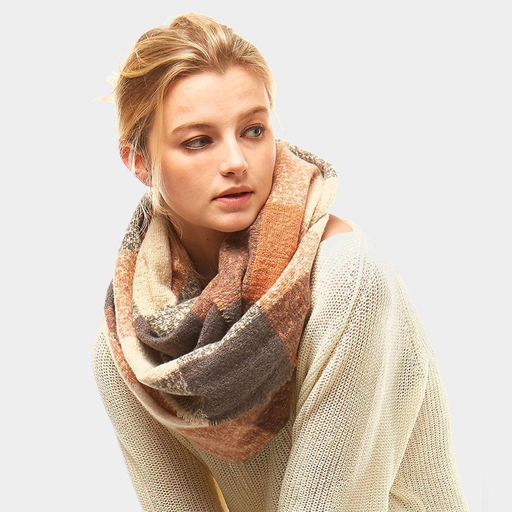 Beige Plaid Boucle Infinity Scarf - Jewelry Store by Erik Rayo