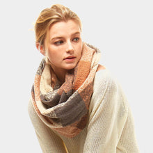 Load image into Gallery viewer, Beige Plaid Boucle Infinity Scarf
