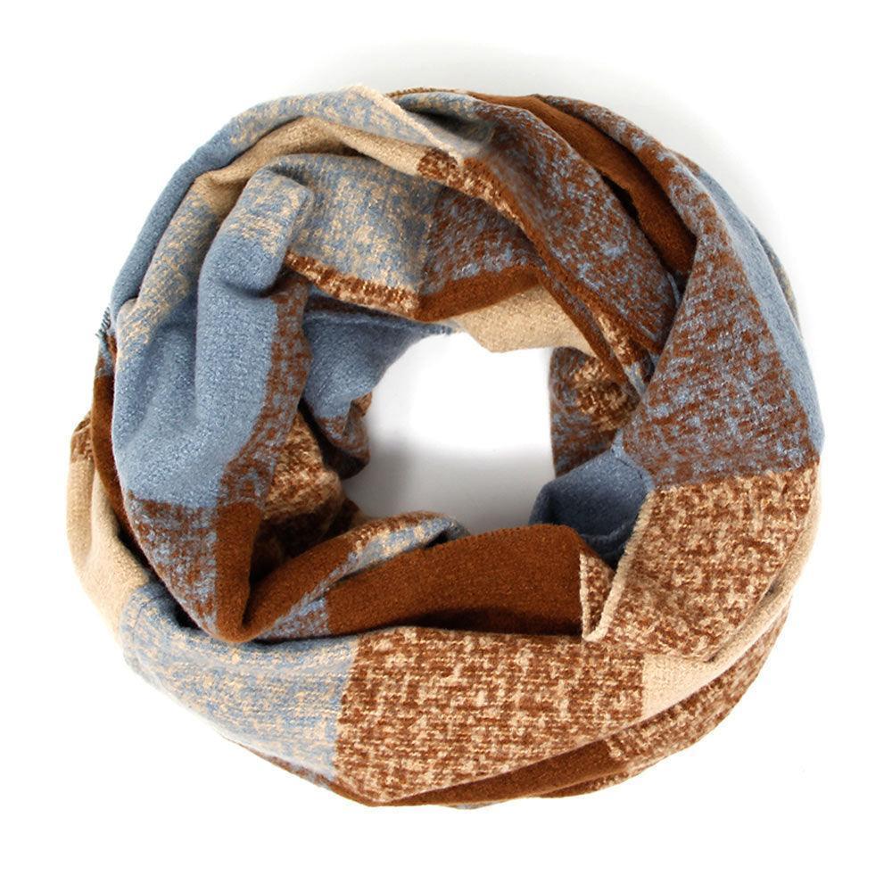 Brown Plaid Boucle Infinity Scarf - Jewelry Store by Erik Rayo