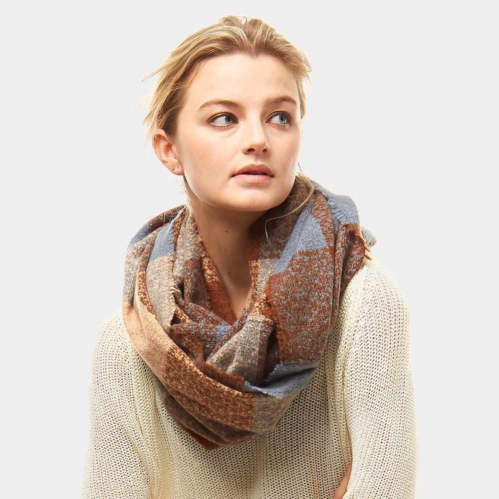 Brown Plaid Boucle Infinity Scarf - Jewelry Store by Erik Rayo