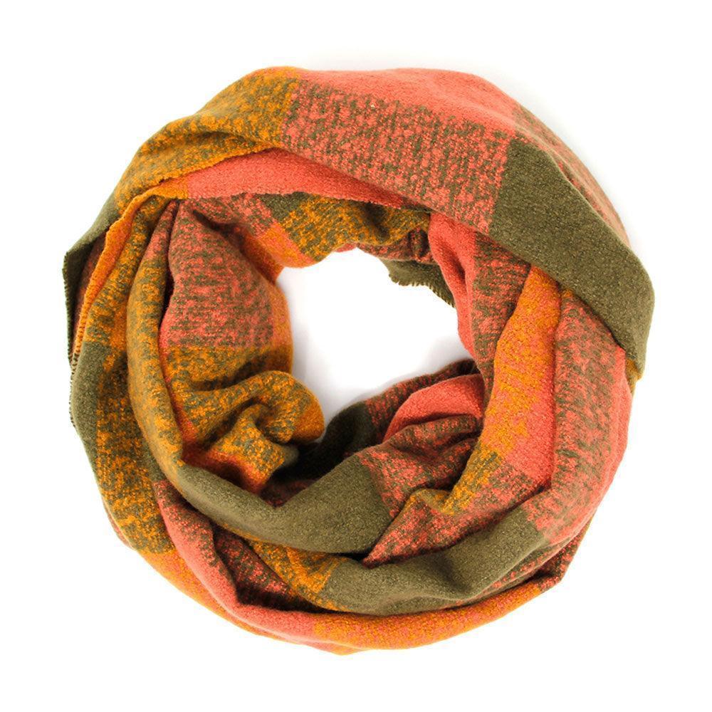 Olive Green Plaid Boucle Infinity Scarf - Jewelry Store by Erik Rayo