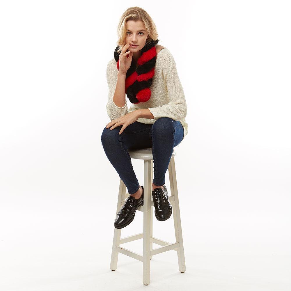 Red Faux Fur Twisted Pull Through Scarf - Jewelry Store by Erik Rayo