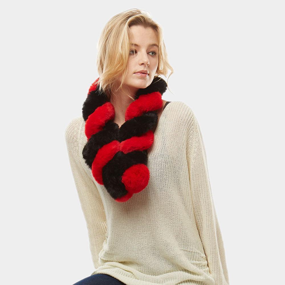 Red Faux Fur Twisted Pull Through Scarf - Jewelry Store by Erik Rayo