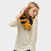 Load image into Gallery viewer, Mustard Faux Fur Twisted Pull Through Scarf
