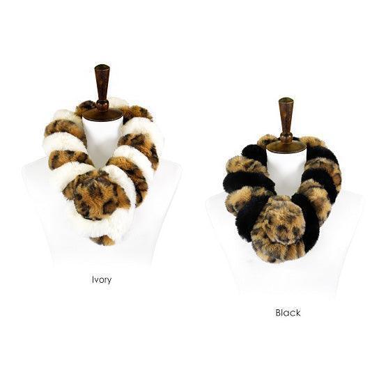 Brown Leopard Faux Fur Twisted Pull Through Scarf - Jewelry Store by Erik Rayo