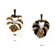 Load image into Gallery viewer, Brown Leopard Faux Fur Twisted Pull Through Scarf
