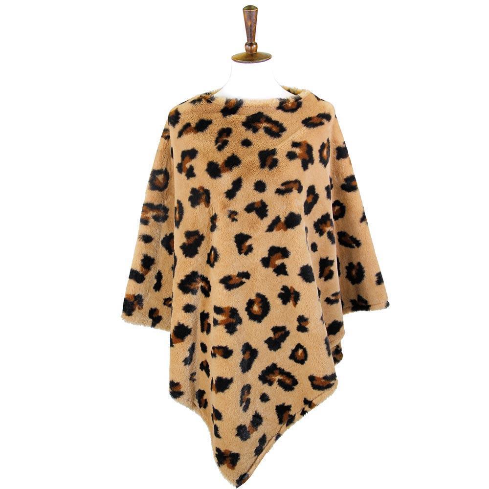 Brown Leopard Pattern Faux Fur Poncho - Jewelry Store by Erik Rayo