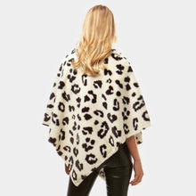 Load image into Gallery viewer, Ivory Leopard Pattern Faux Fur Poncho
