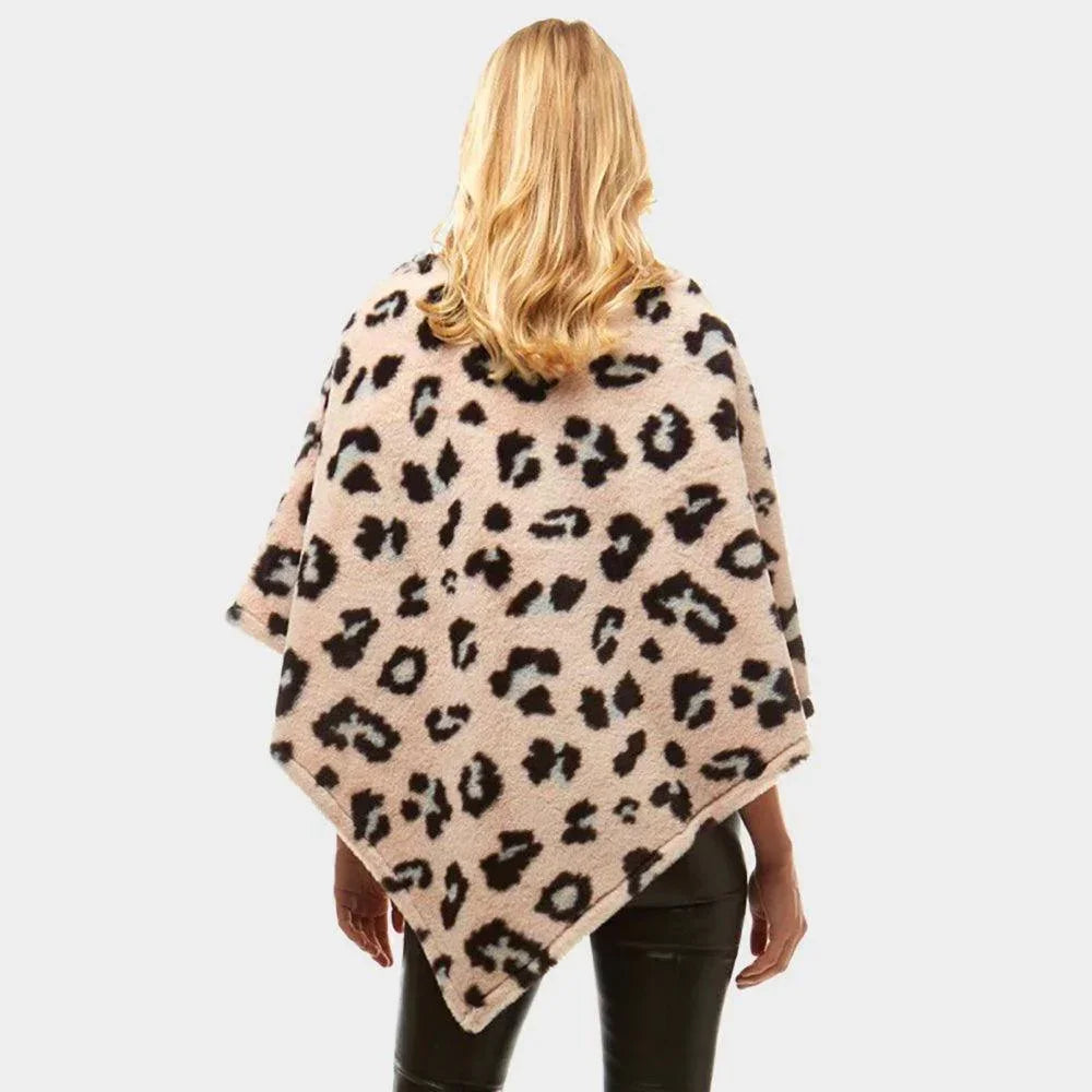 Pink Leopard Pattern Faux Fur Poncho - Jewelry Store by Erik Rayo
