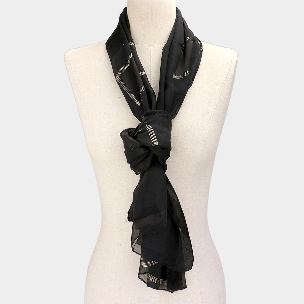 Black Metallic Oblong Scarf