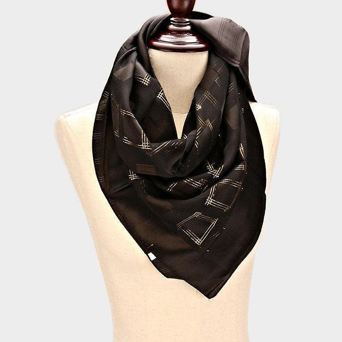 Gold Metallic thread embellished silk square scarf - Jewelry Store by Erik Rayo