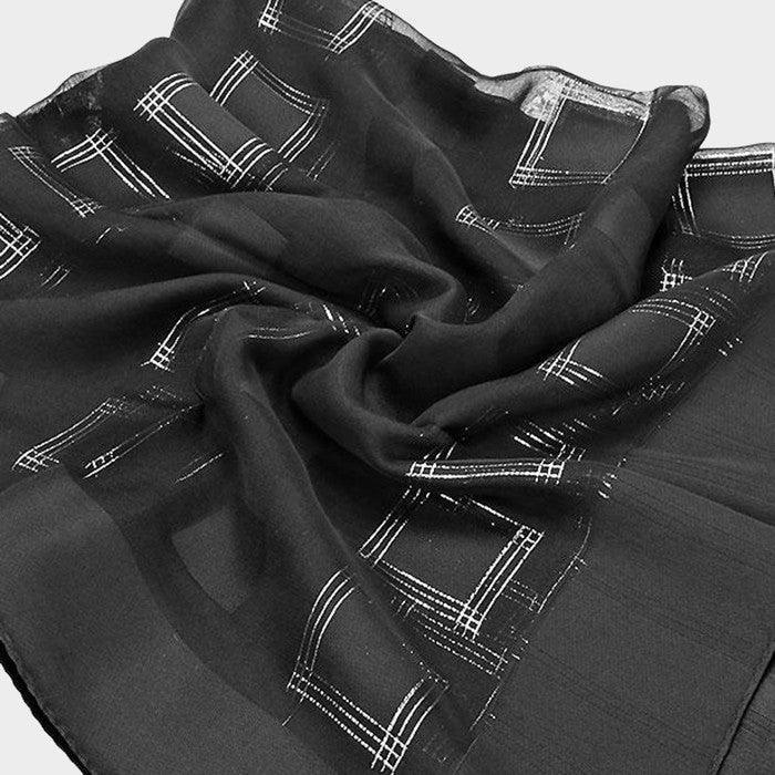 Silver Metallic thread embellished silk square scarf - Jewelry Store by Erik Rayo