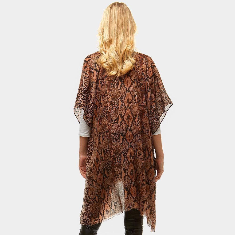 Brown Snake print Cover Up Poncho - Jewelry Store by Erik Rayo