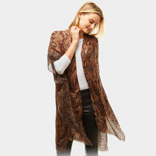 Load image into Gallery viewer, Brown Snake print Cover Up Poncho
