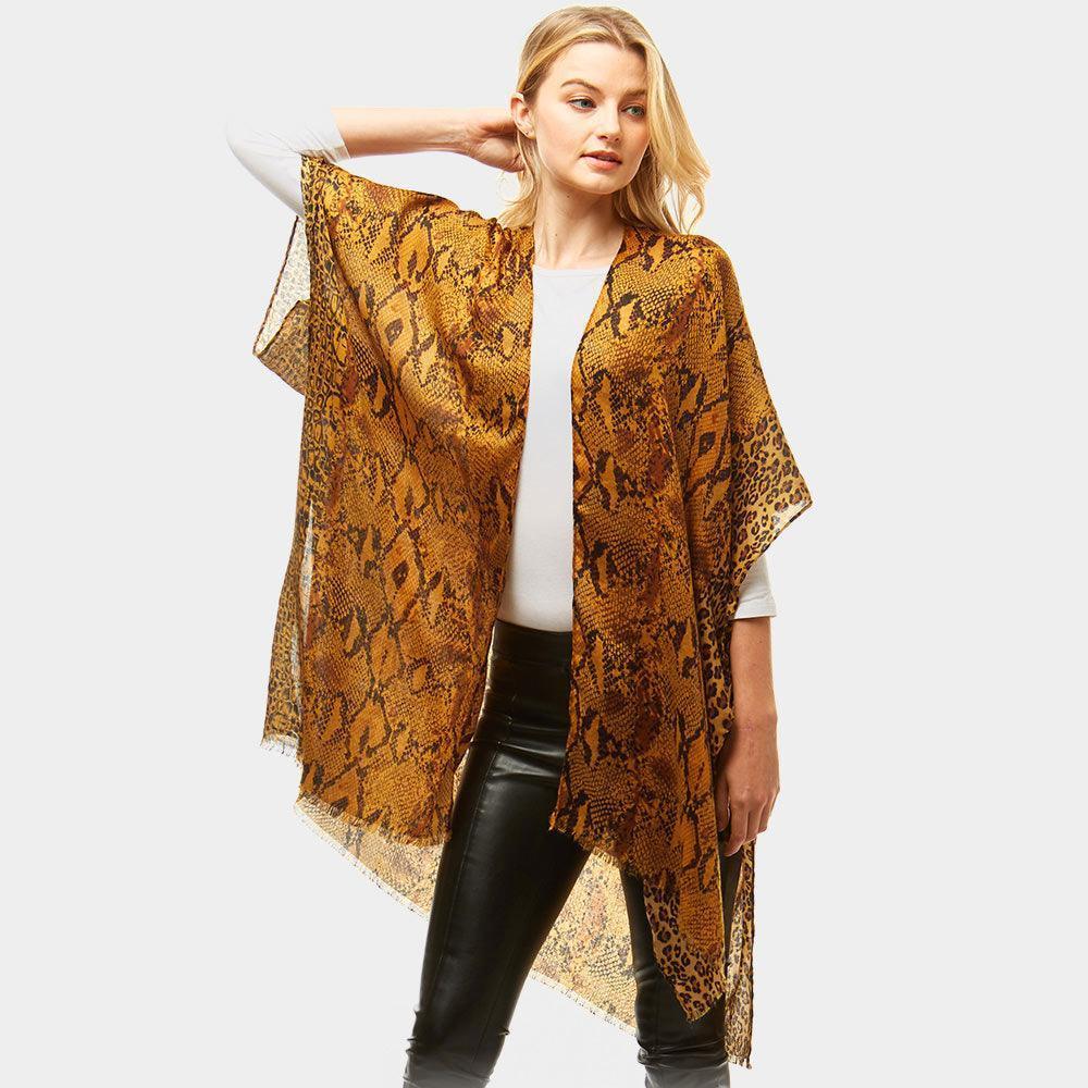 Gold Snake print Cover Up Poncho - Jewelry Store by Erik Rayo