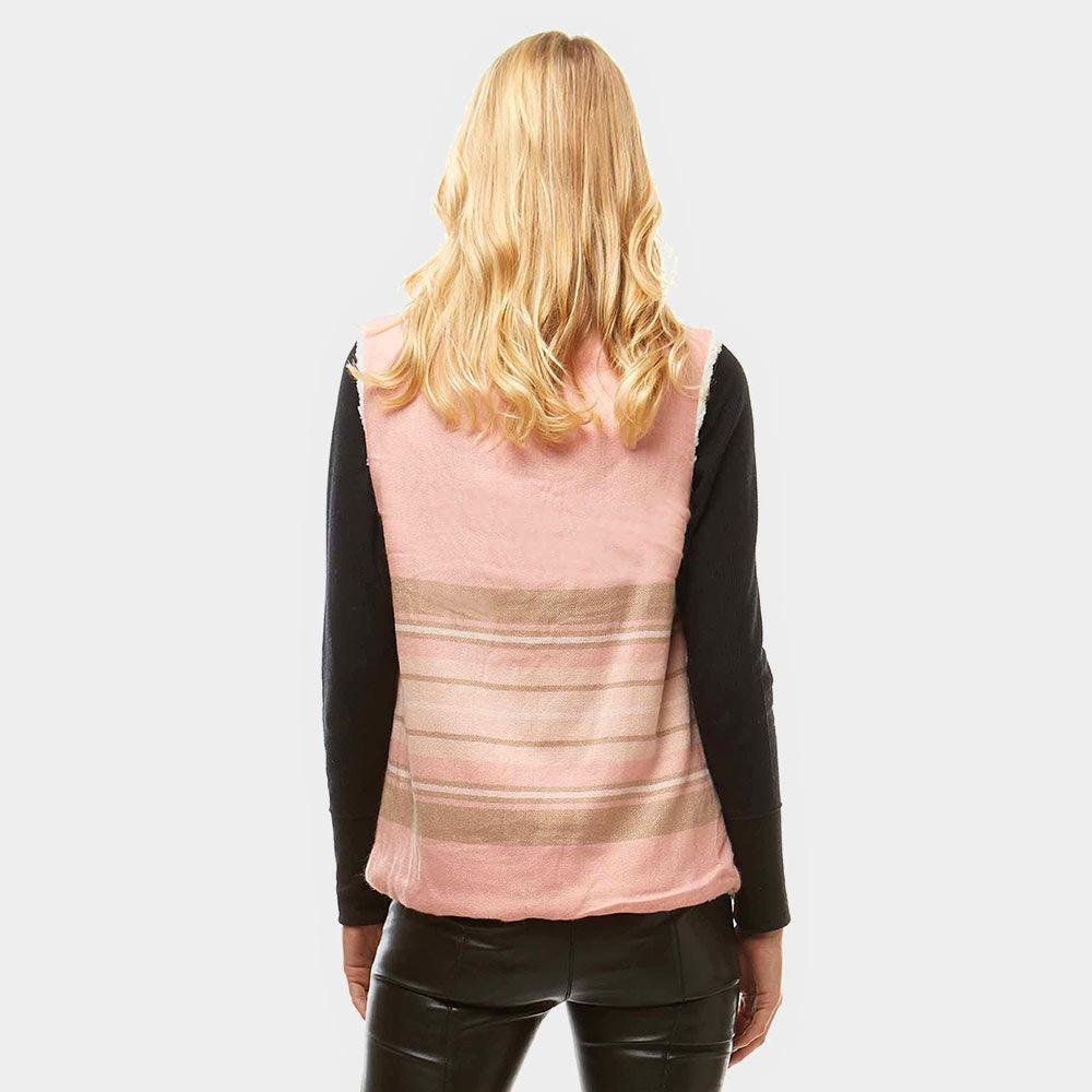 Pink Plaid Faux Fur Lining and Pocket Vest - Jewelry Store by Erik Rayo