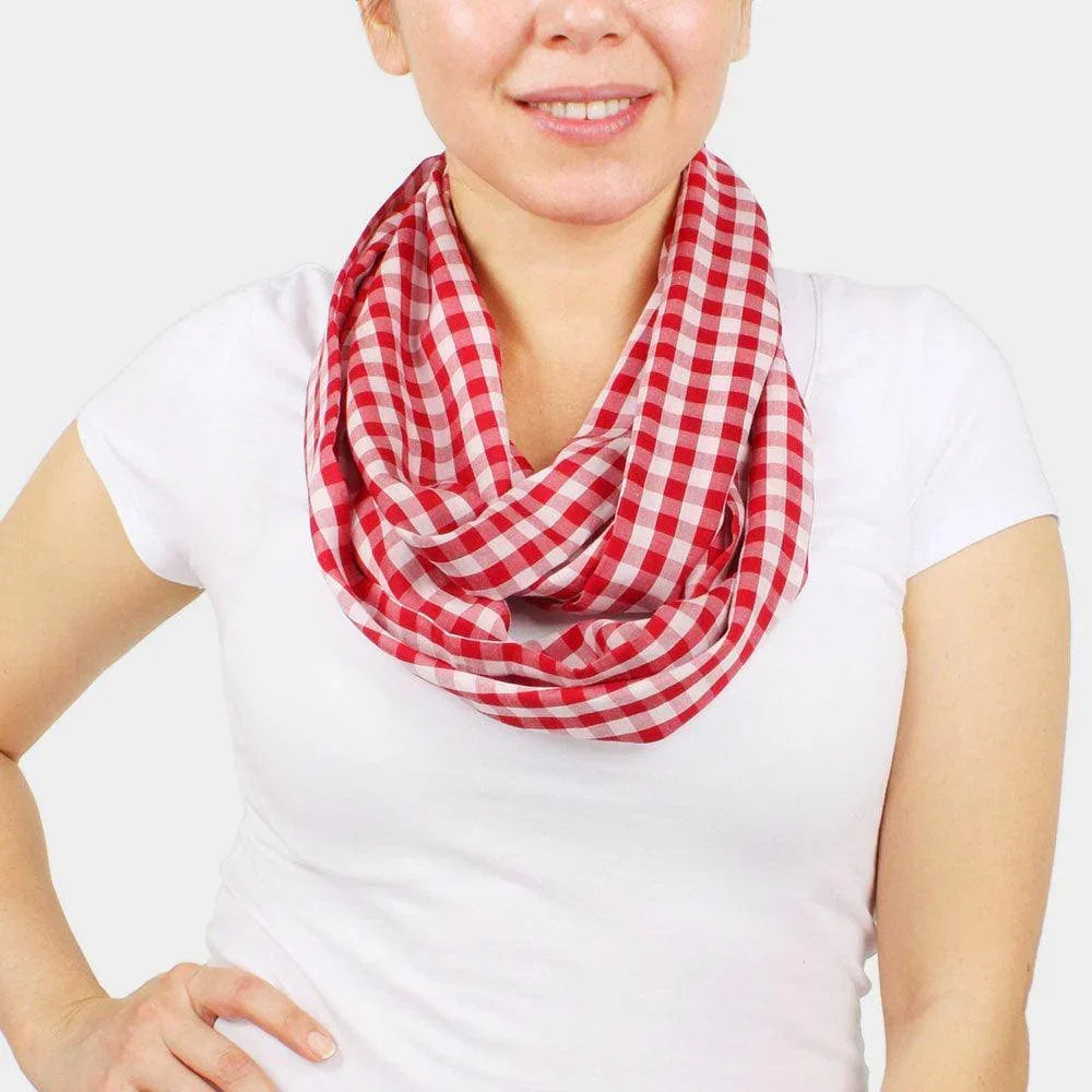 Red Gingham Check Infinity Scarf - Jewelry Store by Erik Rayo