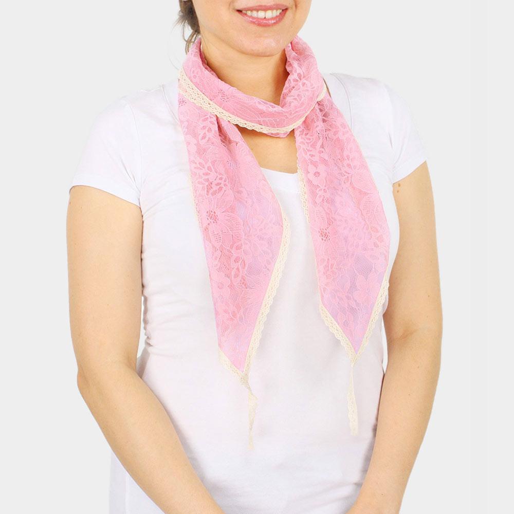 Pink Lace Hand Dye Scarf