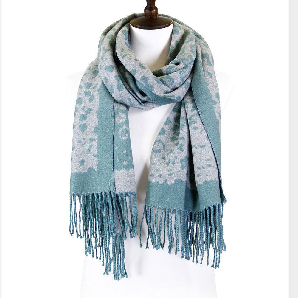 Mint Leopard Pattern Cashmere Feel Oblong Scarf - Jewelry Store by Erik Rayo