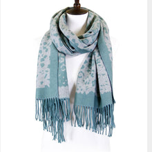 Load image into Gallery viewer, Mint Leopard Pattern Cashmere Feel Oblong Scarf
