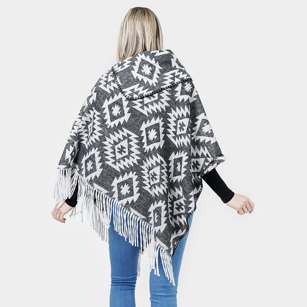 Black Western Pattern Tassel Poncho - Jewelry Store by Erik Rayo