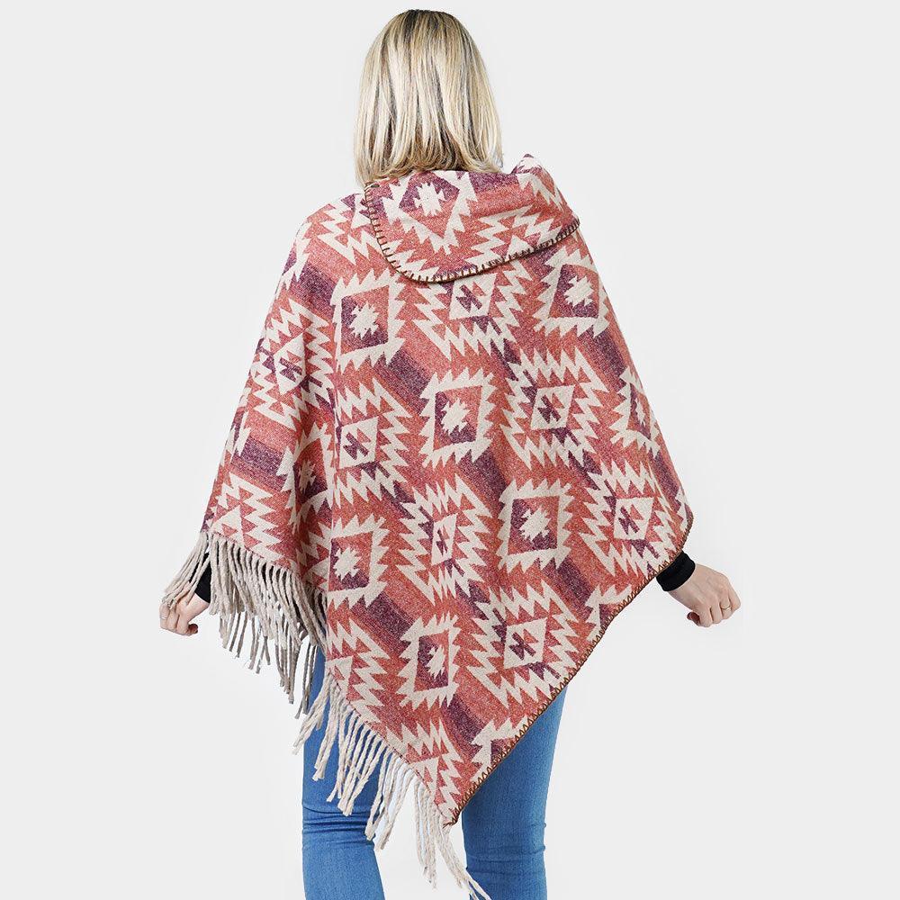 Red Western Pattern Tassel Poncho - Jewelry Store by Erik Rayo