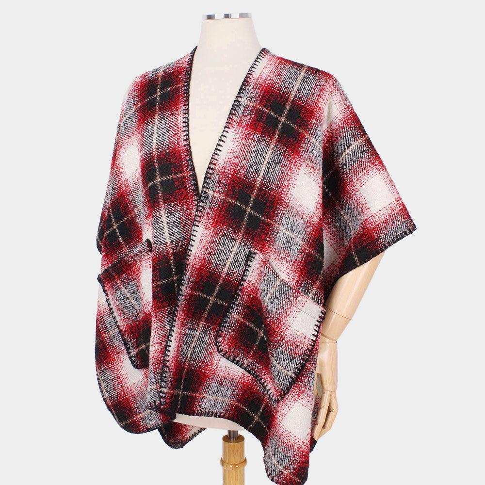 Red Plaid Cape Vest Poncho - Jewelry Store by Erik Rayo