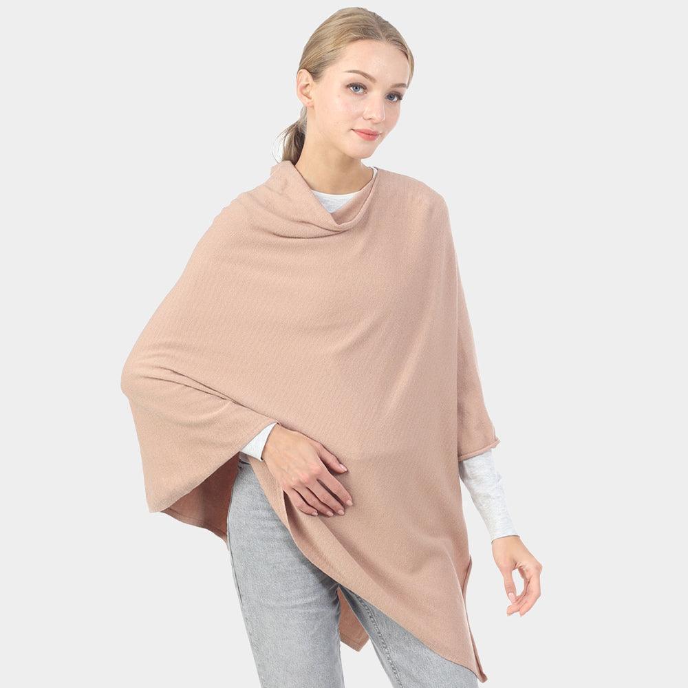 Beige Solid Poncho - Jewelry Store by Erik Rayo