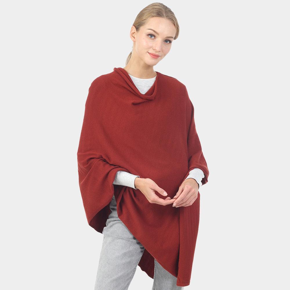 Burgundy Solid Poncho - Jewelry Store by Erik Rayo
