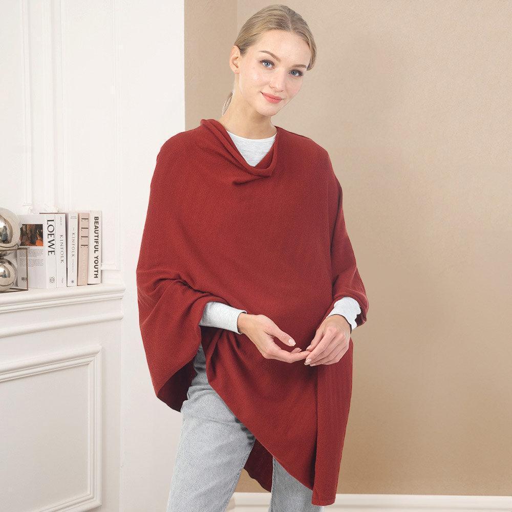 Burgundy Solid Poncho - Jewelry Store by Erik Rayo