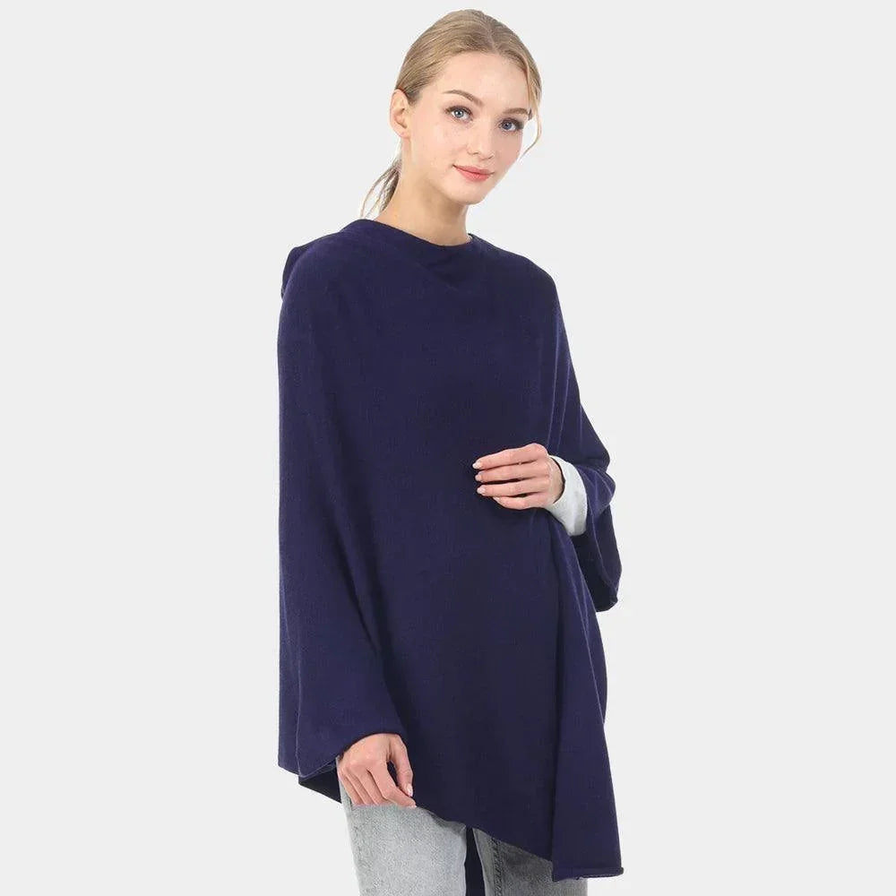 Navy Solid Poncho - Jewelry Store by Erik Rayo