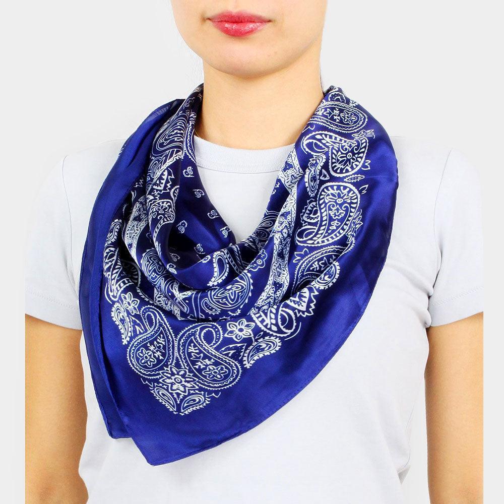 Navy Paisley Print Square Scarf - Jewelry Store by Erik Rayo