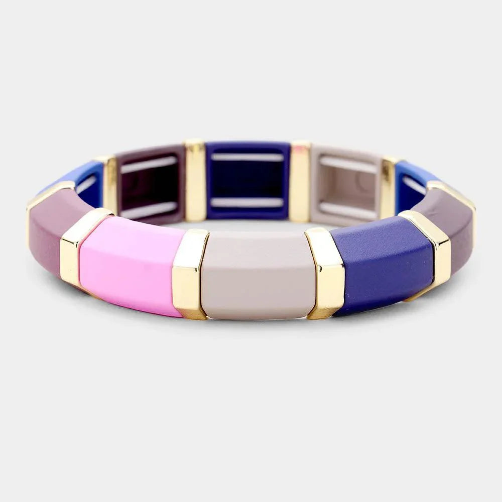 Pink Colorful Wood Stretch Bracelet - Jewelry Store by Erik Rayo