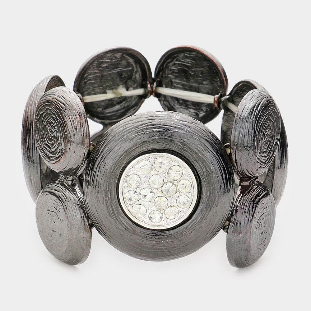 Rhinestone Embellished Metal Stretch Bracelet - Jewelry Store by Erik Rayo