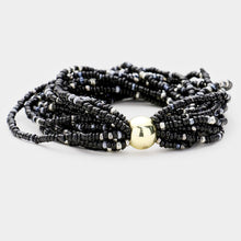 Load image into Gallery viewer, Black Multi Layered Bead Stretch Bracelet
