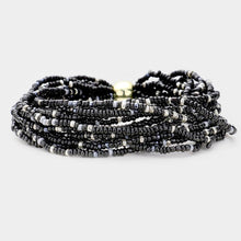 Load image into Gallery viewer, Black Multi Layered Bead Stretch Bracelet
