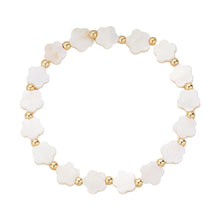 Load image into Gallery viewer, Gold Mother Of Pearl Flower Stretch Bracelet
