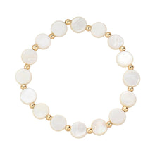 Load image into Gallery viewer, Gold Mother Of Pearl Disc Stretch Bracelet
