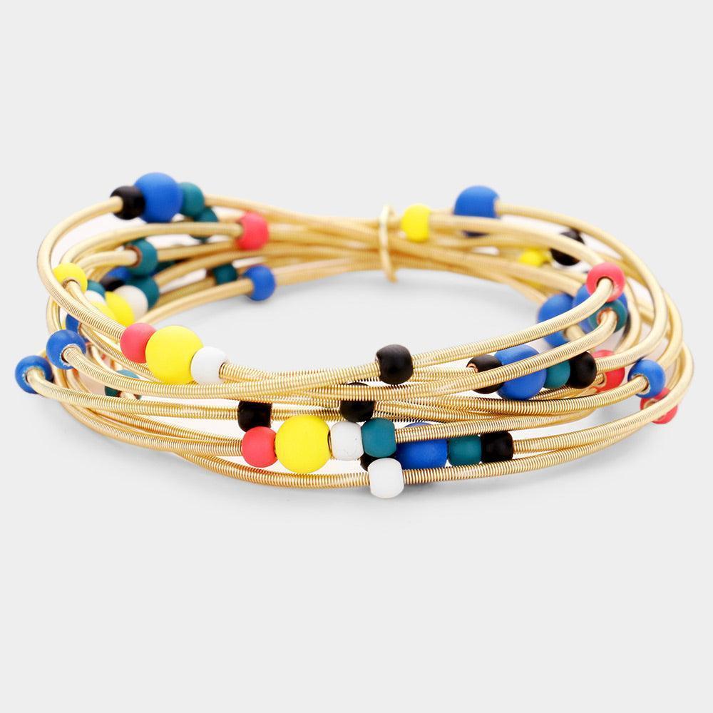 Gold Colorful Ball Multi Stretch Bracelet - Jewelry Store by Erik Rayo