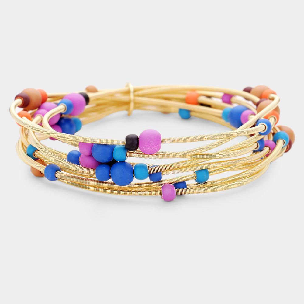 Gold Colorful Ball Multi Stretch Bracelet - Jewelry Store by Erik Rayo