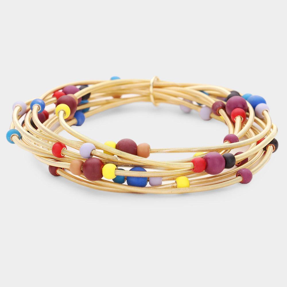 Gold Colorful Ball Multi Stretch Bracelet - Jewelry Store by Erik Rayo